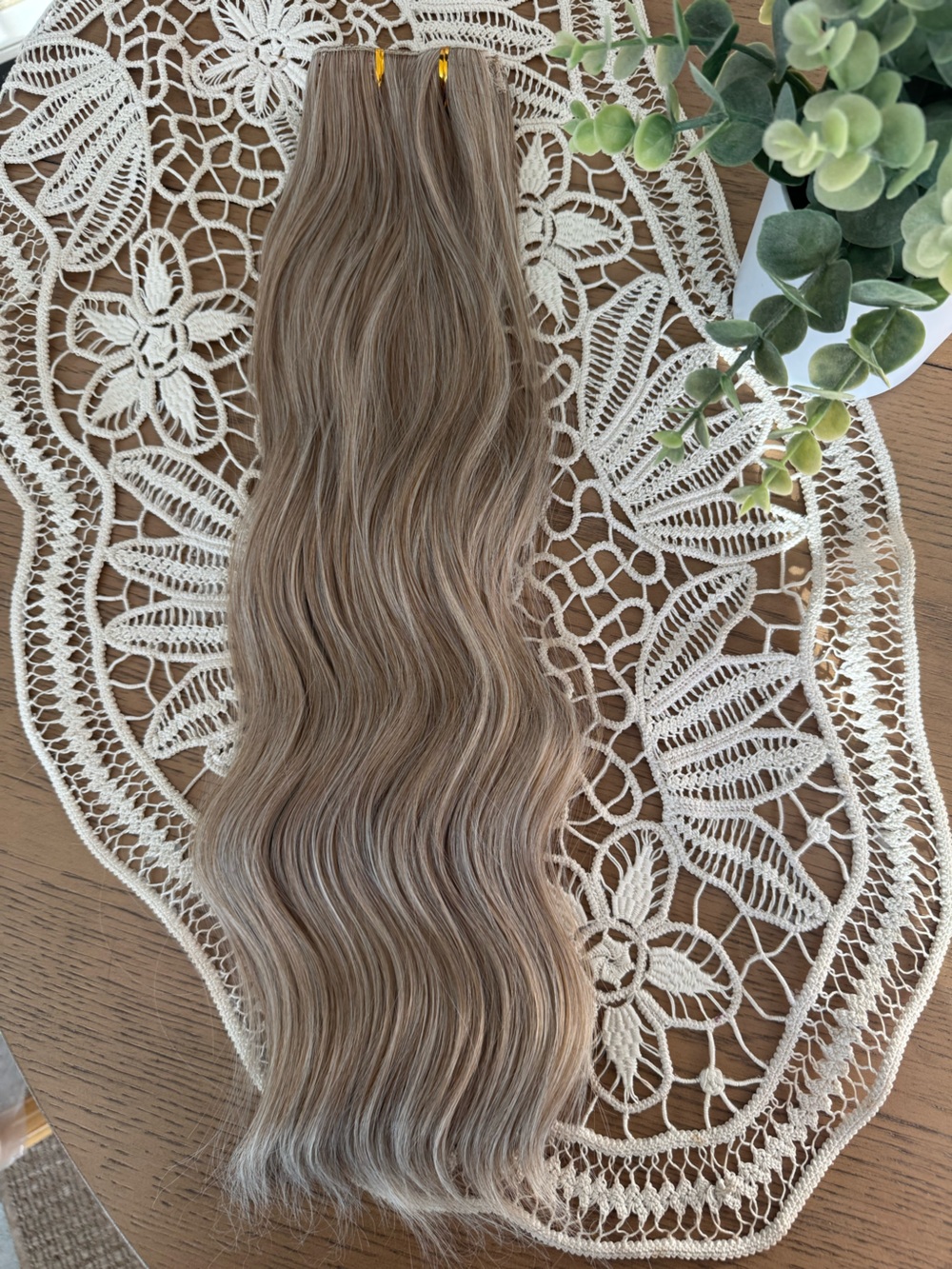 20” Clip In Hair Extensions Human Hair Blend  Ash medium  Blon